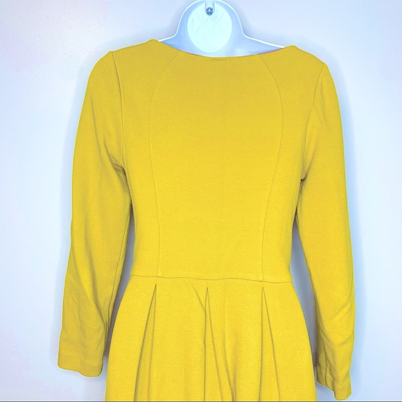 Boden Textured Cotton Lindsey Ponte Dress Yellow Size 6R - Picture 6 of 10